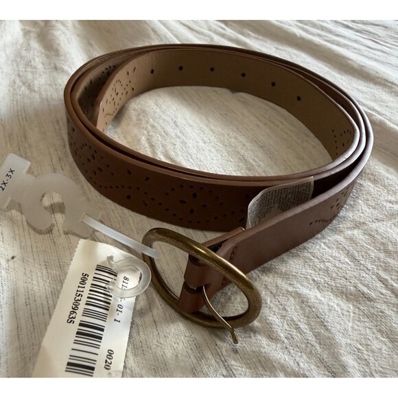 NEW Old Navy Women's Laser Cut Faux-Leather Belt Brown Size 2X-3X - Picture 7 of 11